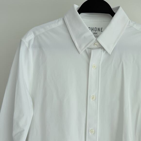 Rhone Commuter Shirt Mens Medium White Midweight Pro Button Up Performance - Picture 2 of 13